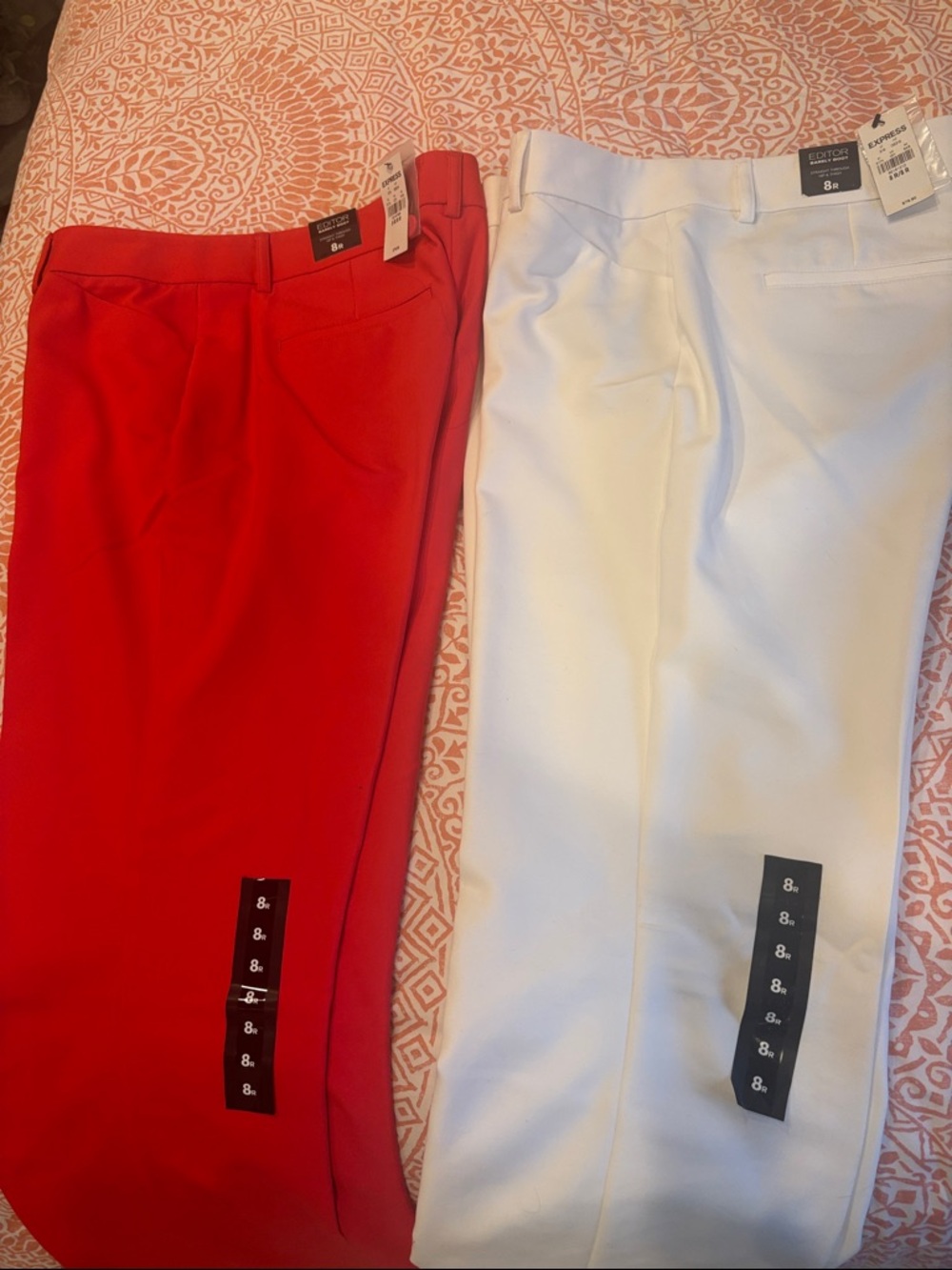Express Editor Coral and White Dress Pants